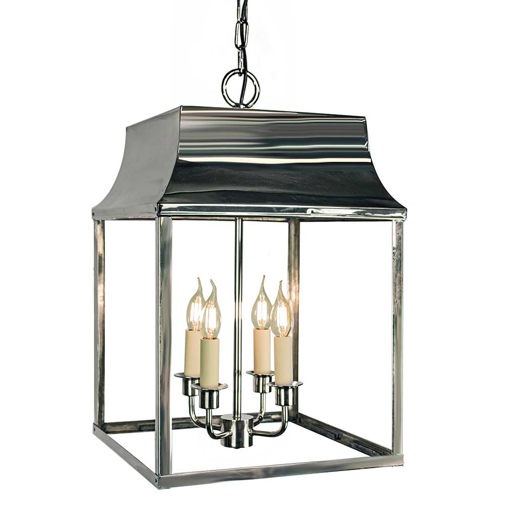 Strathmore Nickel Plated Solid Brass 4 Light Hanging Lantern