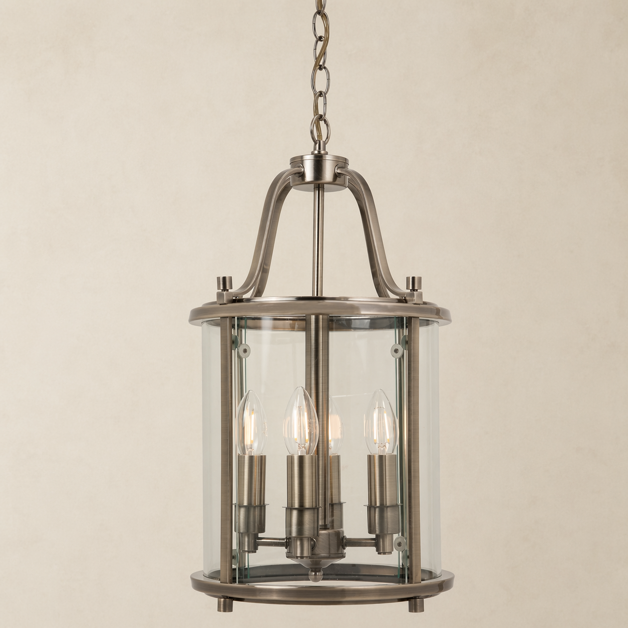 Hakka Medium Antique Brass Hall Lantern with 4 Lights