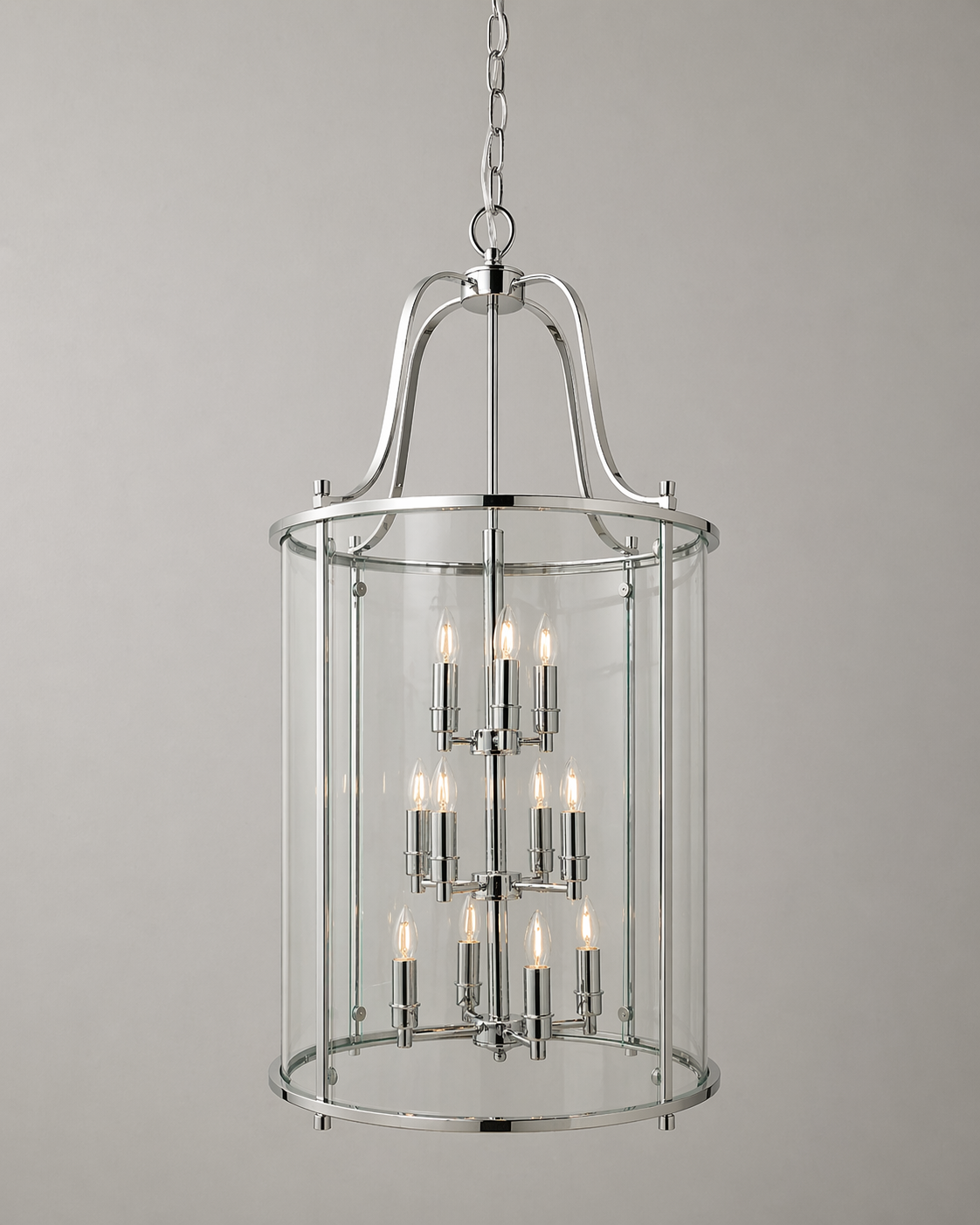 Hakka Giant Chrome Hall Lantern with 12 Lights