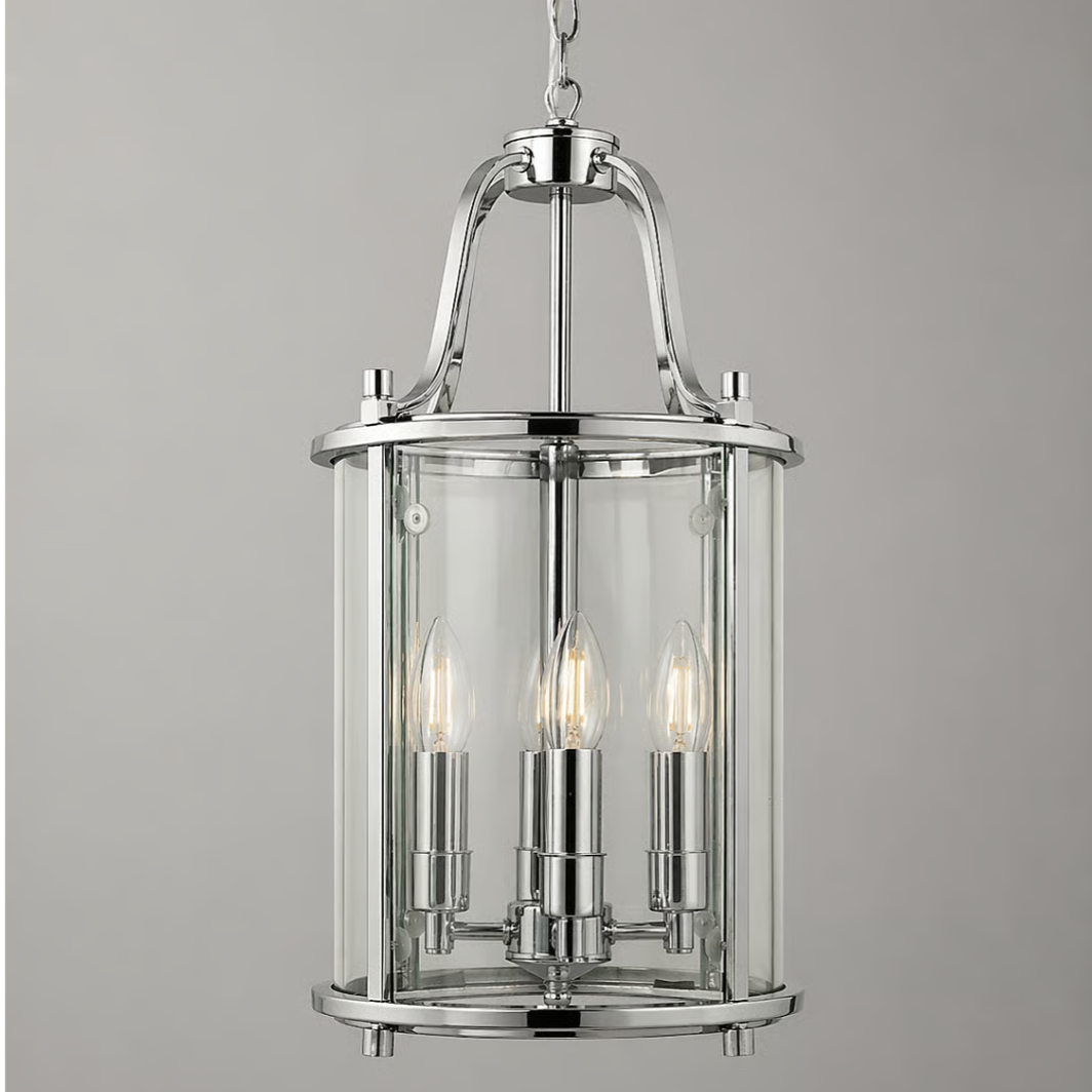 Hakka Medium Chrome Hall Lantern with 4 Lights